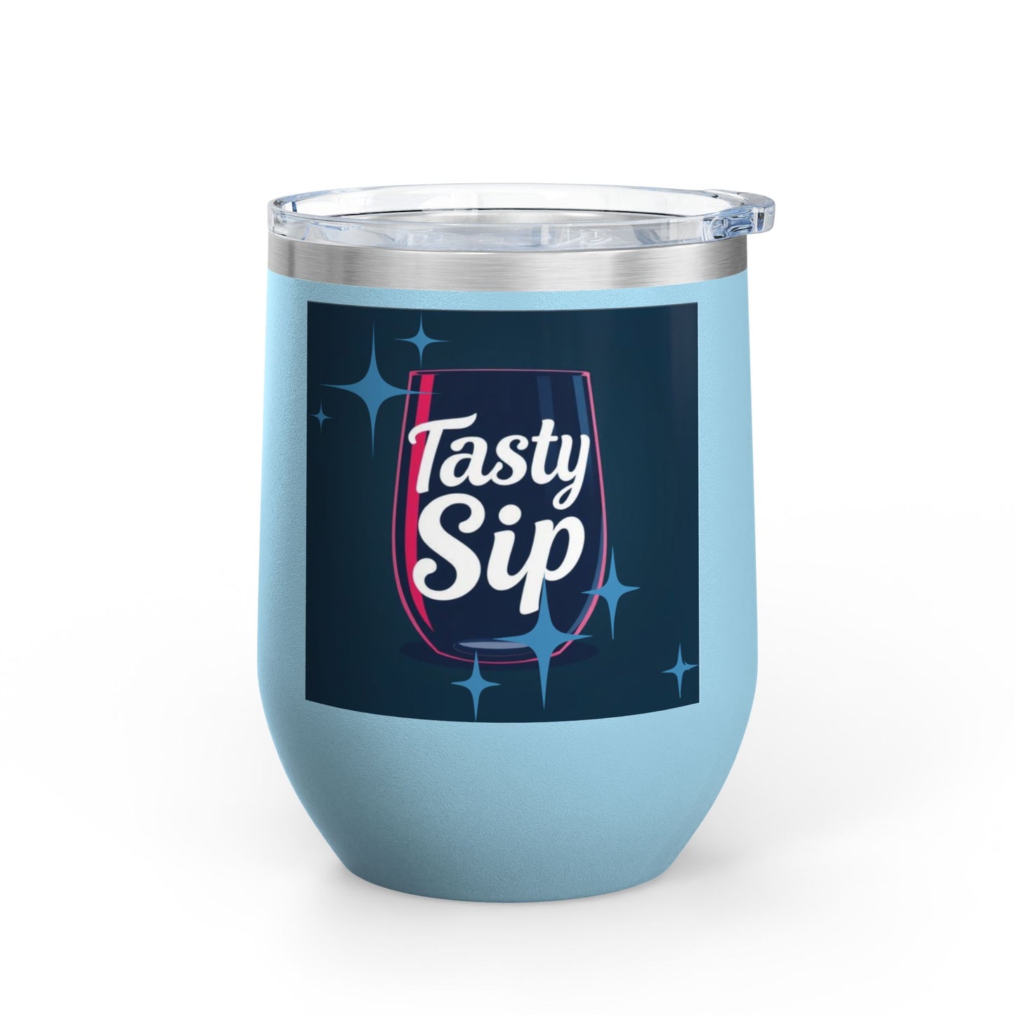 Wine Tumbler - 12oz Insulated Glass for Wine Lovers | Tasty Sip Graphic Design