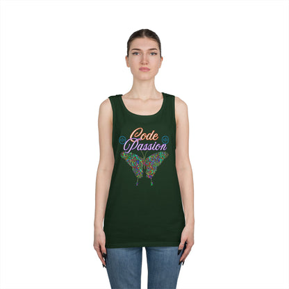 Unisex Heavy Cotton Tank Top – Colorful Coding Design for Tech Enthusiasts | Code Passion