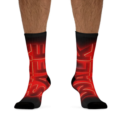 Poly Socks - Bold Red Statement Socks for Comfort and Style - Stay Safe Graphic Design Recycled