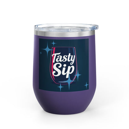 Wine Tumbler - 12oz Insulated Glass for Wine Lovers | Tasty Sip Graphic Design