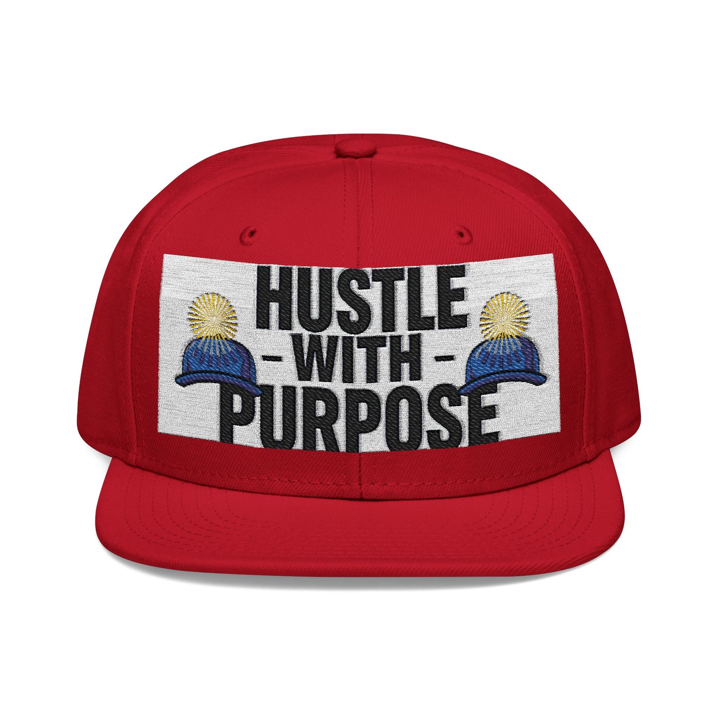 Embroidered Snapback Hat - "Hustle with Purpose" - Motivational Cap for Goal-Getters