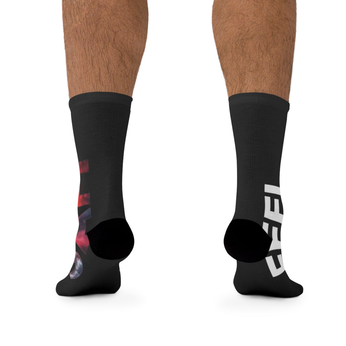 Poly Socks - Bold Red Statement Socks for Comfort and Style - Stay Safe Graphic Design Recycled