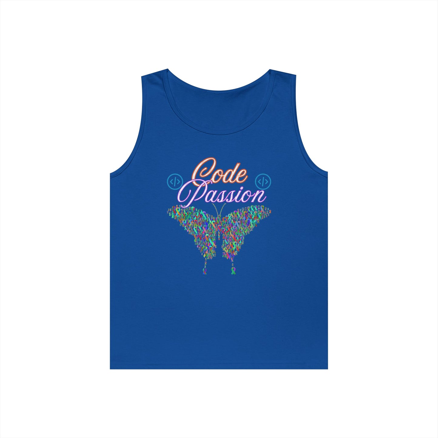 Unisex Heavy Cotton Tank Top – Colorful Coding Design for Tech Enthusiasts | Code Passion