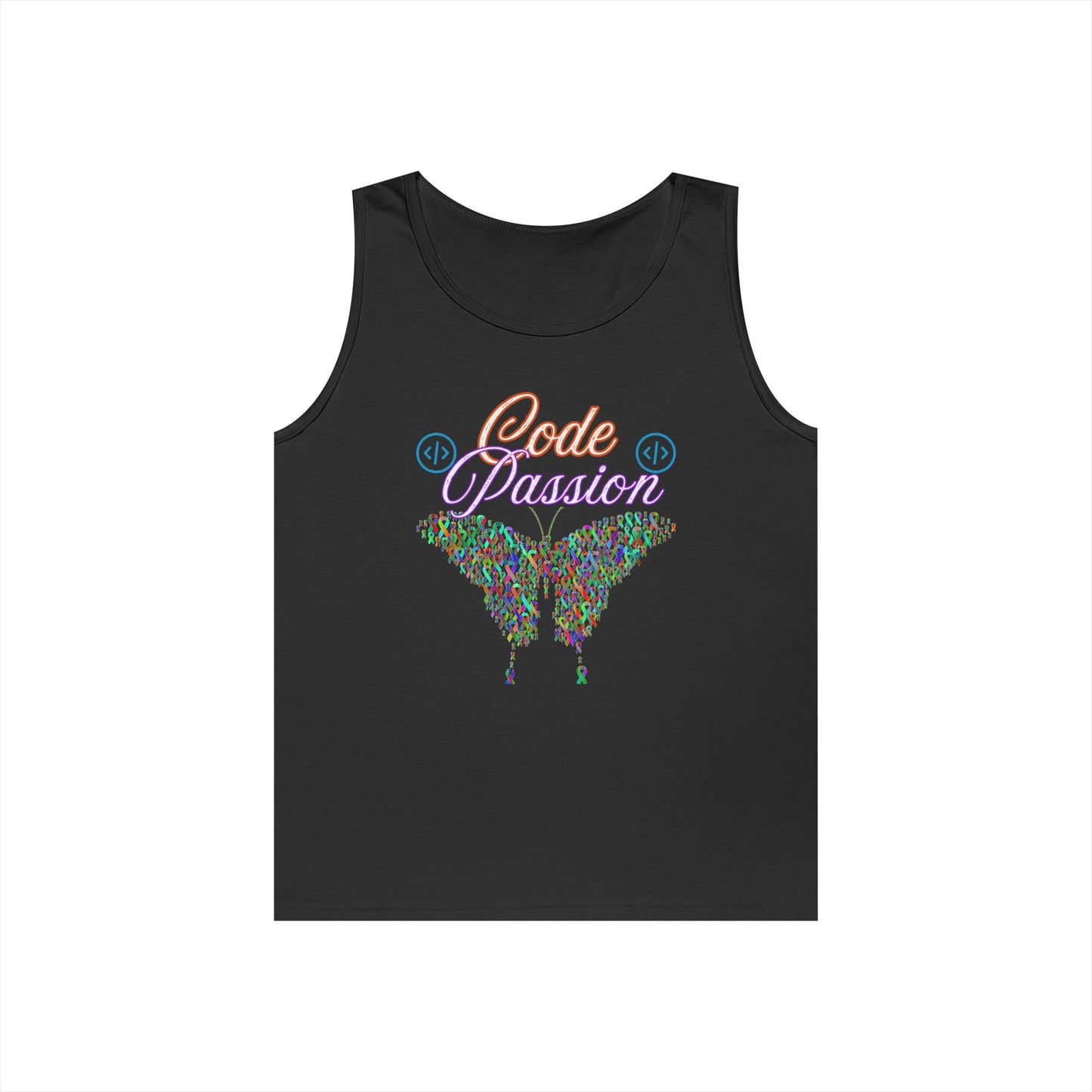 Unisex Heavy Cotton Tank Top – Colorful Coding Design for Tech Enthusiasts | Code Passion