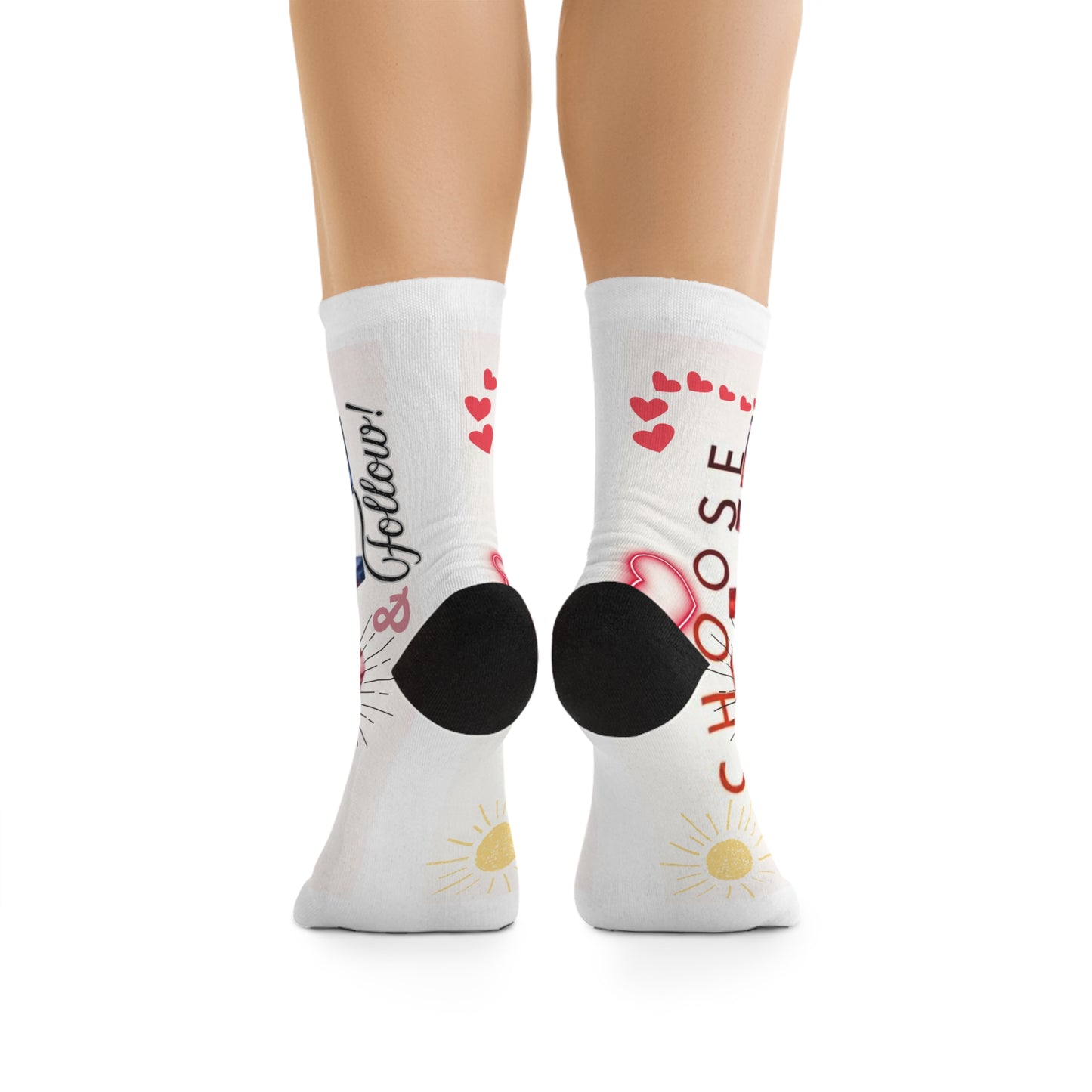 Poly Socks - Bold Red Statement Socks for Comfort and Style - Coose Love & Follow Graphic Design Recycled