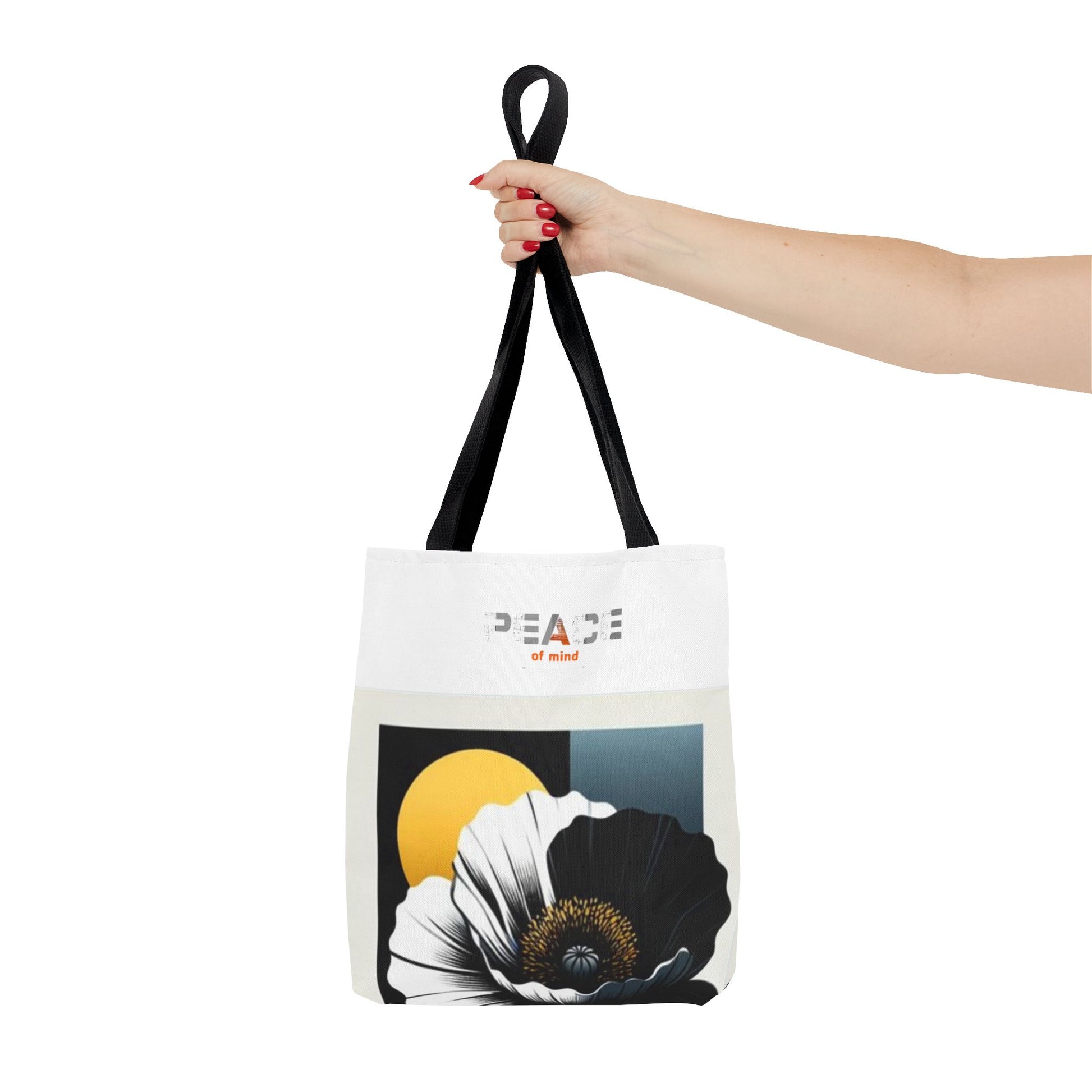 Model holding a durable and eco-conscious  black handed tote bag, ideal for work and shopping