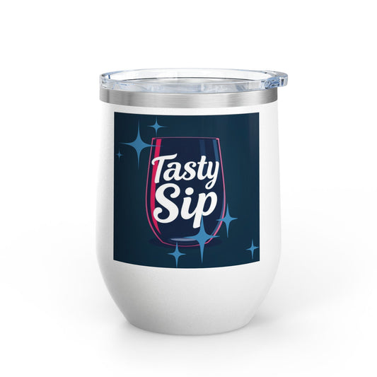 Wine Tumbler - 12oz Insulated Glass for Wine Lovers | Tasty Sip Graphic Design