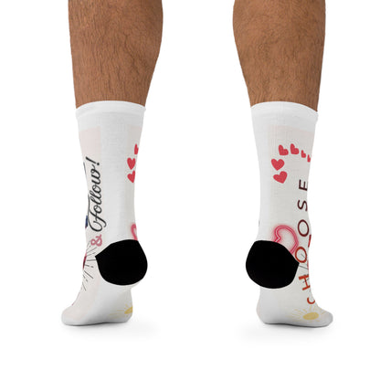 Poly Socks - Bold Red Statement Socks for Comfort and Style - Coose Love & Follow Graphic Design Recycled