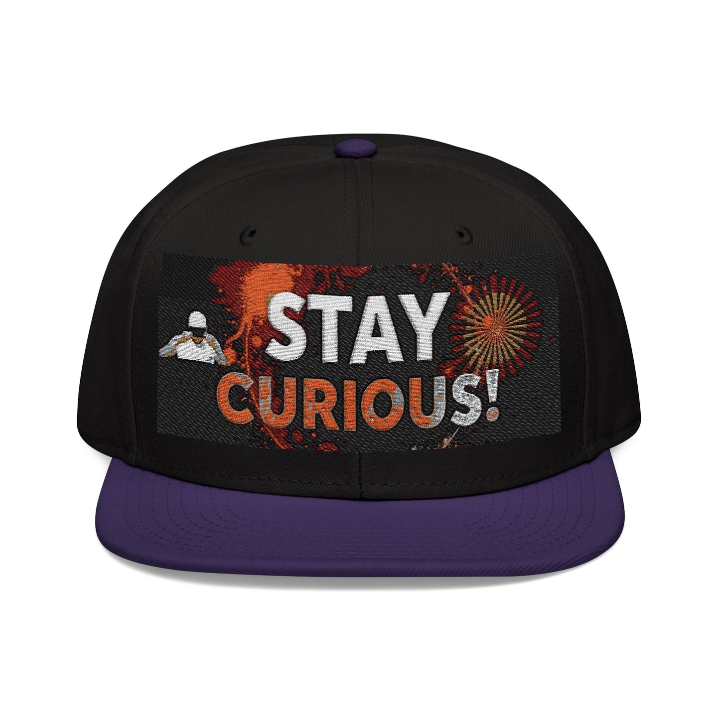 Embroidered Snapback Cap - Trendy Flat Brim Hat for Creatives - Stay Curious!