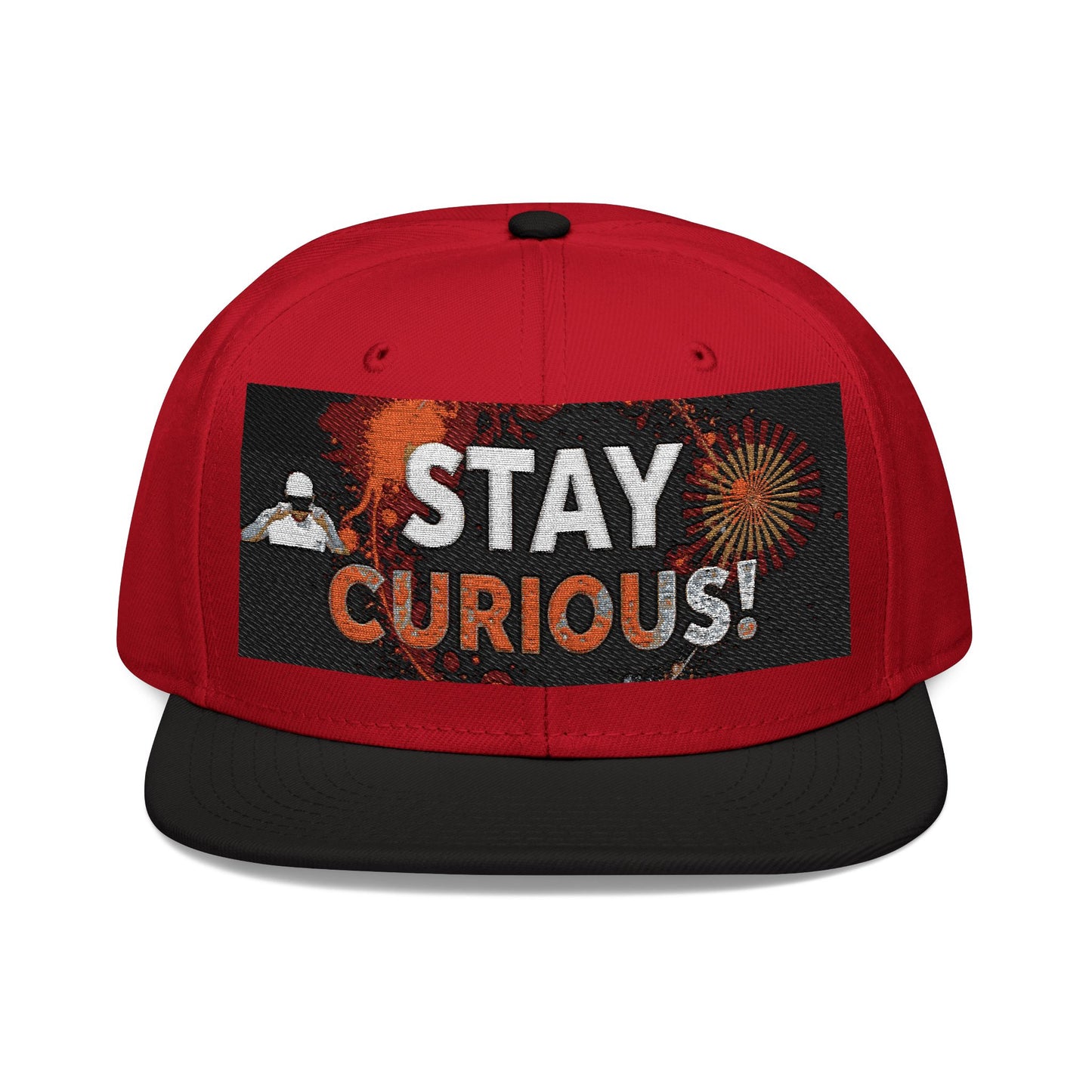 Embroidered Snapback Cap - Trendy Flat Brim Hat for Creatives - Stay Curious!