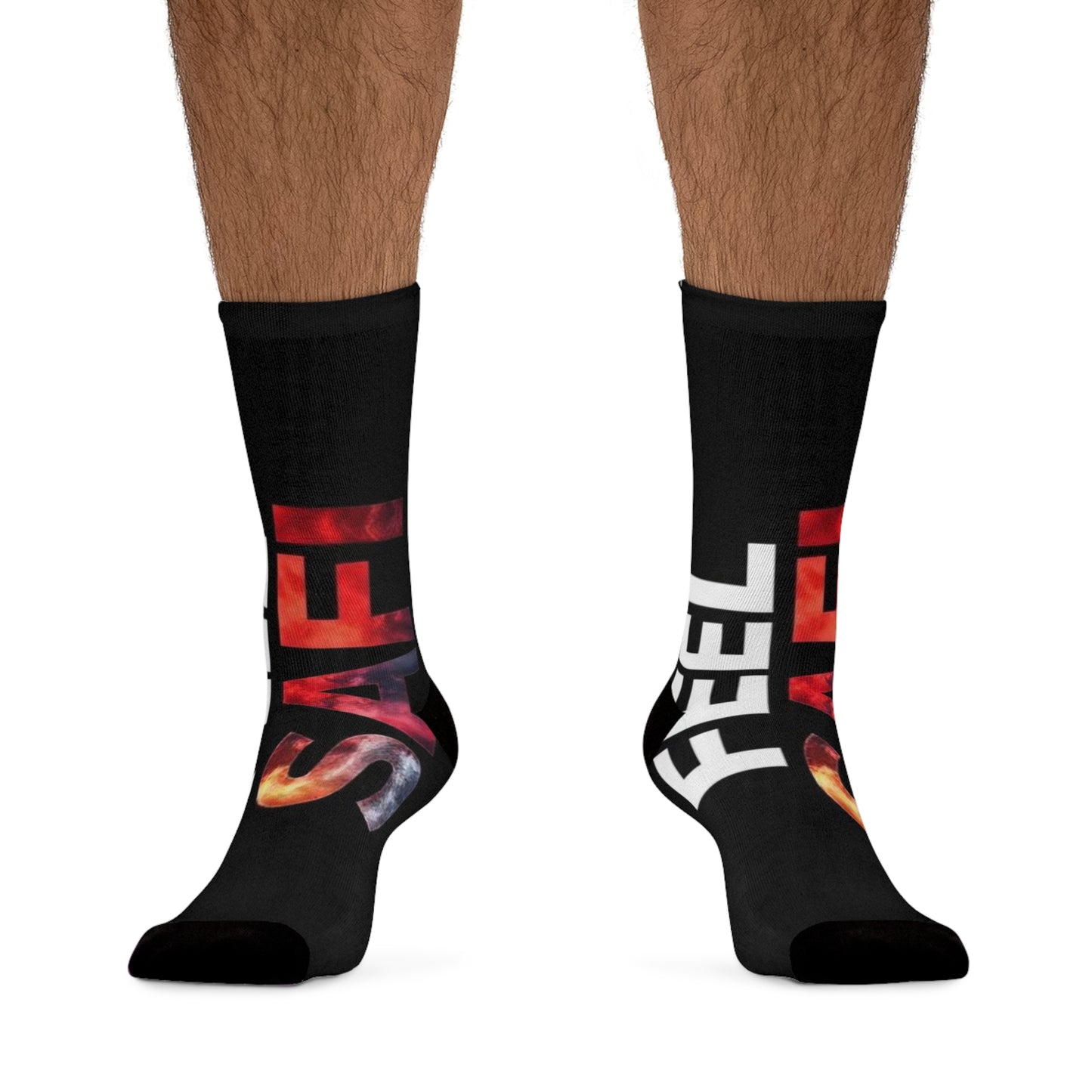 Poly Socks - Bold Red Statement Socks for Comfort and Style - Stay Safe Graphic Design Recycled