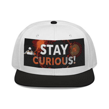 Embroidered Snapback Cap - Trendy Flat Brim Hat for Creatives - Stay Curious!